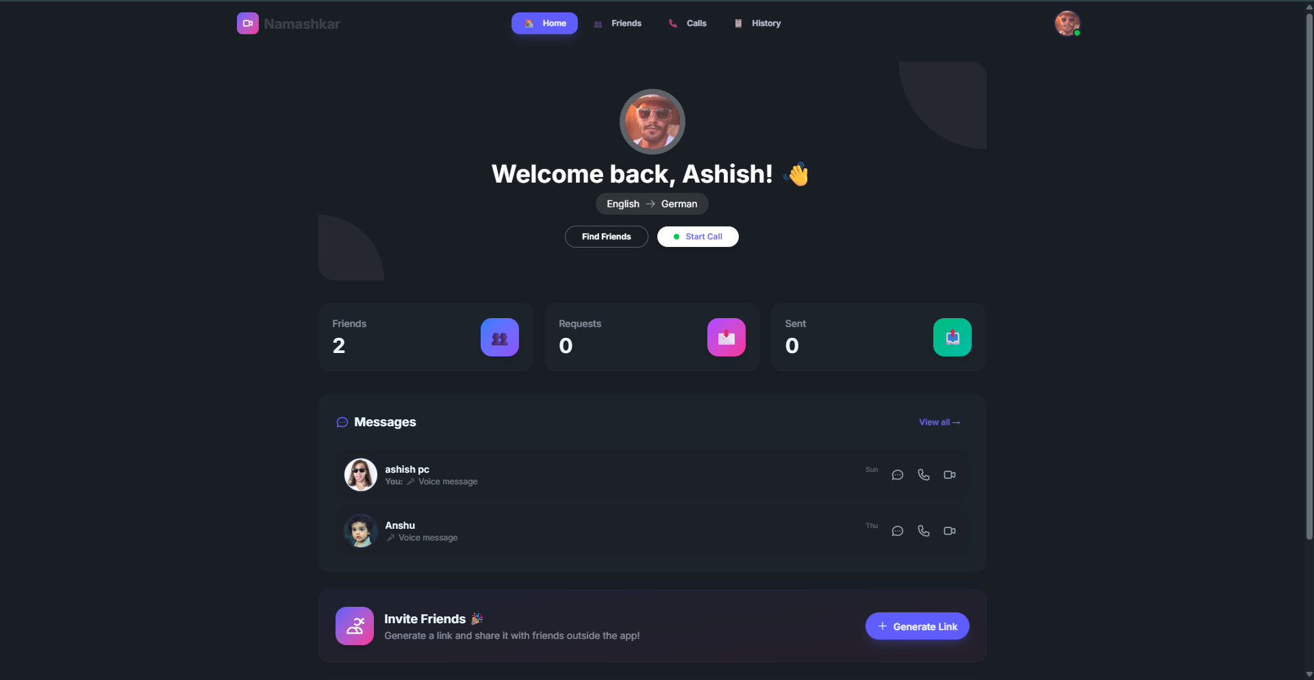 Namashkar — Web App by A² Devs
